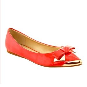 Lady Godiva Salmon Patent Leather w/Bow Flats, Dize 6.5
